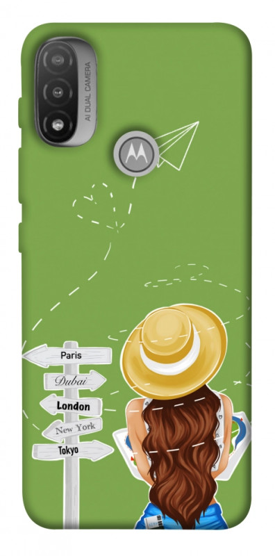 Чехол itsPrint Travel girl для Motorola Moto E20, lifestyle, купить оптом с доставкой