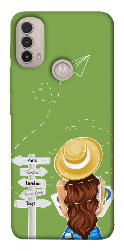 Чехол itsPrint Travel girl для Motorola Moto E40, lifestyle, купить оптом с доставкой