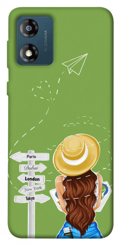 Чехол itsPrint Travel girl для Motorola Moto E13, lifestyle, купить оптом с доставкой