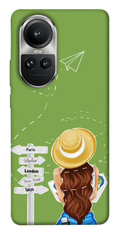 Чехол itsPrint Travel girl для Oppo Reno 10, lifestyle, купить оптом с доставкой