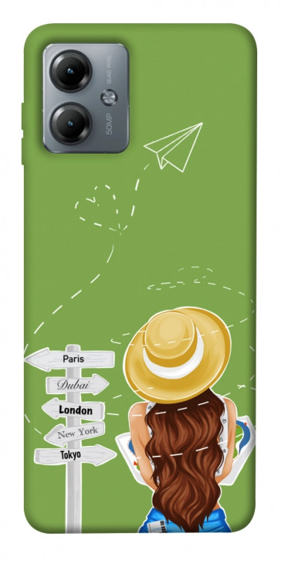 Чехол itsPrint Travel girl для Motorola Moto G14, lifestyle, купить оптом с доставкой