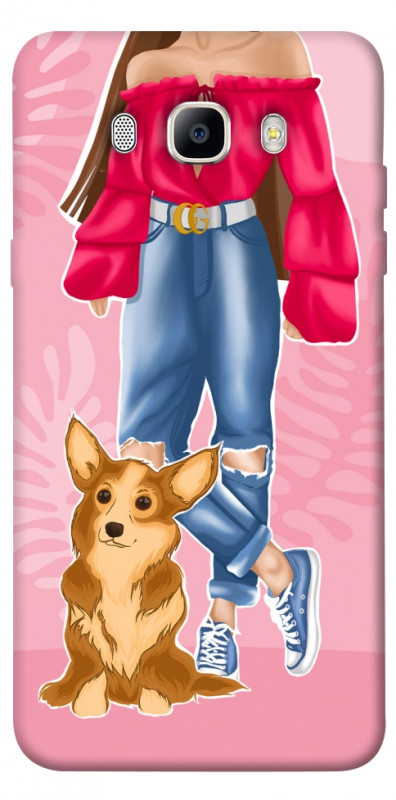 Чехол itsPrint Girl and corgi для Samsung J510F Galaxy J5 (2016), lifestyle, купить оптом с доставкой