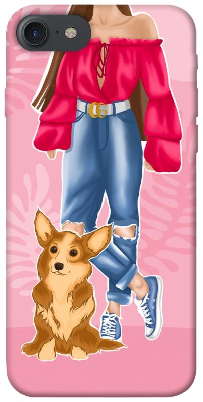 Чохол itsPrint Girl and corgi для Apple iPhone 7 / 8 (4.7"), тварини, купити оптом з доставкою