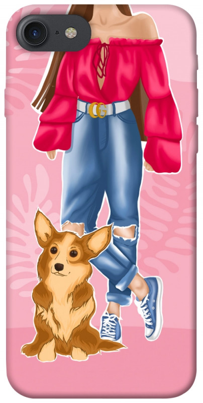 Чехол itsPrint Girl and corgi для Apple iPhone 7 / 8 (4.7"), lifestyle, купить оптом с доставкой