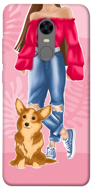 Чехол itsPrint Girl and corgi для Xiaomi Redmi 5 Plus / Redmi Note 5 (Single Camera), lifestyle, купить оптом с доставкой