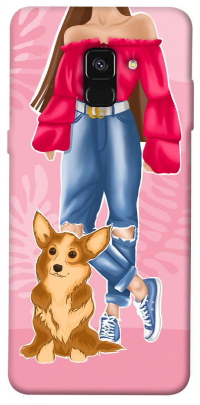 Чехол itsPrint Girl and corgi для Samsung A530 Galaxy A8 (2018), lifestyle, купить оптом с доставкой