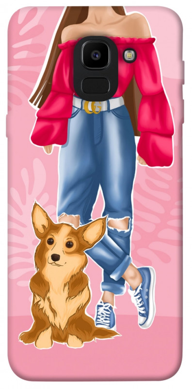 Чохол itsPrint Girl and corgi для Samsung J600F Galaxy J6 (2018), lifestyle, купити оптом з доставкою