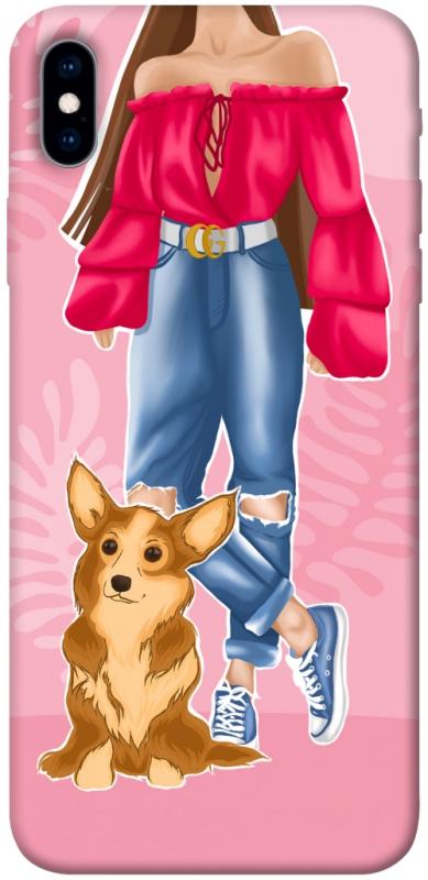 Чохол itsPrint Girl and corgi для Apple iPhone XS Max (6.5"), тварини, купити оптом з доставкою