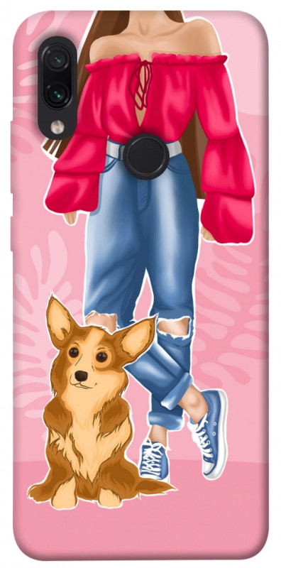 Чехол itsPrint Girl and corgi для Xiaomi Redmi Note 7 / Note 7 Pro / Note 7s, lifestyle, купить оптом с доставкой
