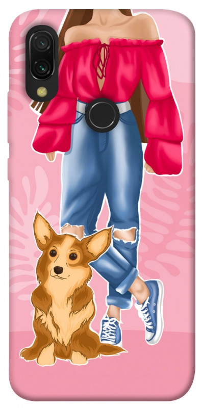 Чехол itsPrint Girl and corgi для Xiaomi Redmi 7, lifestyle, купить оптом с доставкой