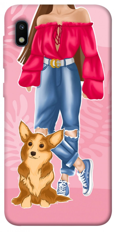 Чохол itsPrint Girl and corgi для Samsung Galaxy A10 (A105F), lifestyle, купити оптом з доставкою