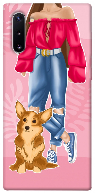 Чехол itsPrint Girl and corgi для Samsung Galaxy Note 10, lifestyle, купить оптом с доставкой