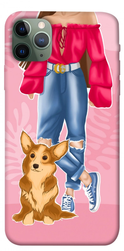 Чехол itsPrint Girl and corgi для Apple iPhone 11 Pro Max (6.5"), lifestyle, купить оптом с доставкой