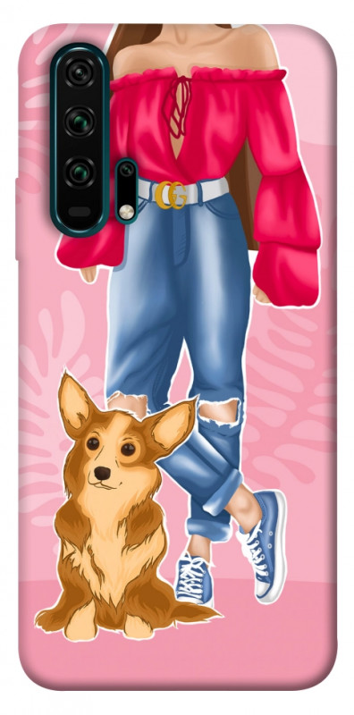 Чехол itsPrint Girl and corgi для Huawei Honor 20 Pro, lifestyle, купить оптом с доставкой