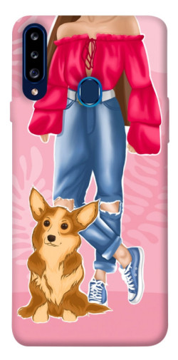 Чехол itsPrint Girl and corgi для Samsung Galaxy A20s
