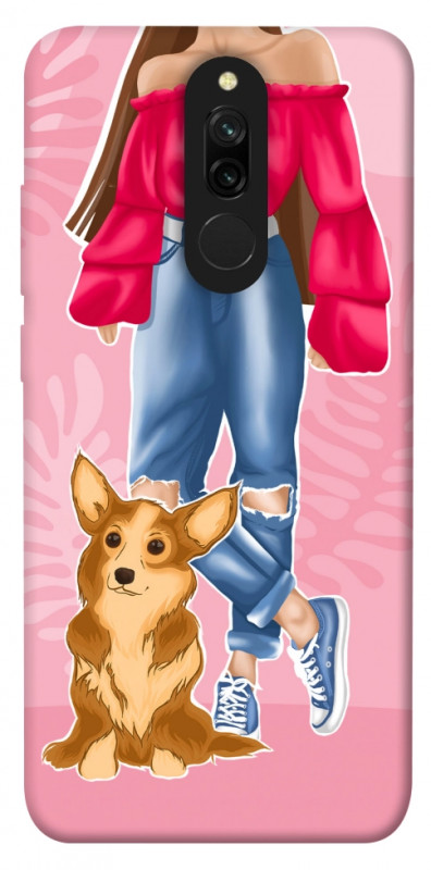 Чехол itsPrint Girl and corgi для Xiaomi Redmi 8, lifestyle, купить оптом с доставкой