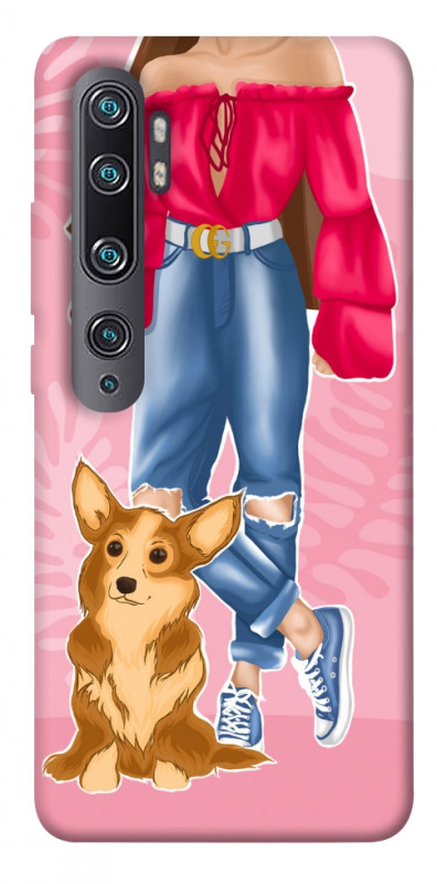 Чехол itsPrint Girl and corgi для Xiaomi Mi Note 10 / Note 10 Pro / Mi CC9 Pro, lifestyle, купить оптом с доставкой