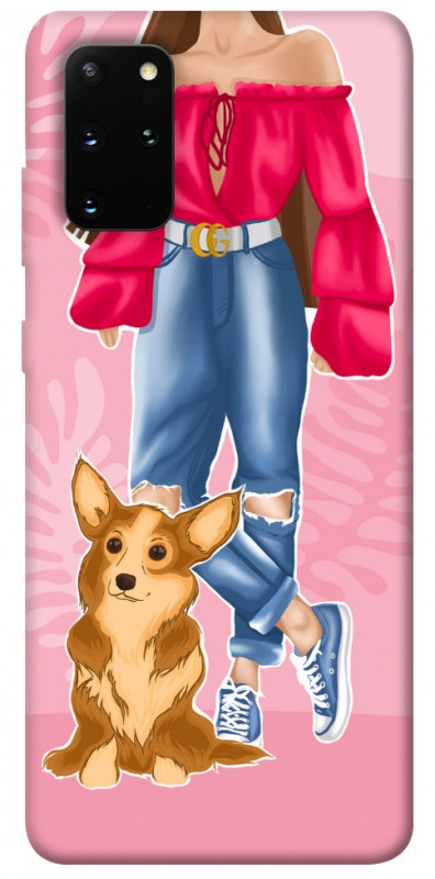 Чехол itsPrint Girl and corgi для Samsung Galaxy S20+, lifestyle, купить оптом с доставкой