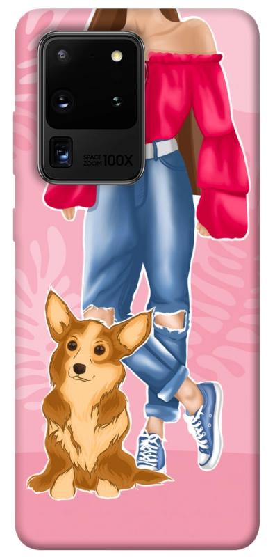 Чохол itsPrint Girl and corgi для Samsung Galaxy S20 Ultra, тварини, купити оптом з доставкою
