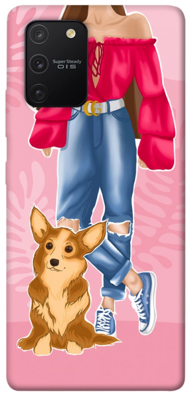 Чехол itsPrint Girl and corgi для Samsung Galaxy S10 Lite, lifestyle, купить оптом с доставкой