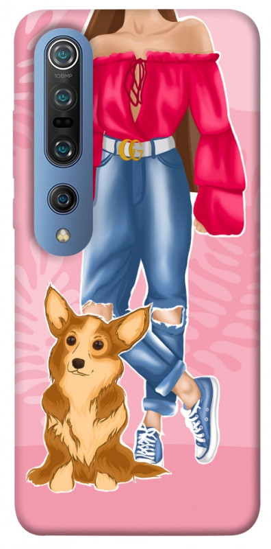 Чехол itsPrint Girl and corgi для Xiaomi Mi 10 / Mi 10 Pro, lifestyle, купить оптом с доставкой