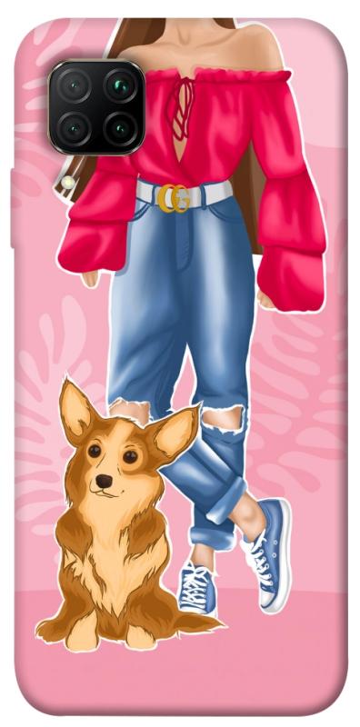 Чехол itsPrint Girl and corgi для Huawei P40 Lite, lifestyle, купить оптом с доставкой