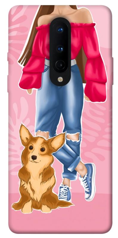 Чохол itsPrint Girl and corgi для OnePlus 8, тварини, купити оптом з доставкою