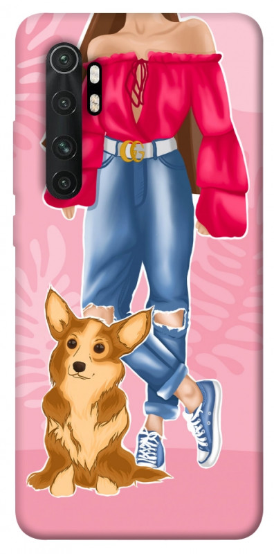 Чехол itsPrint Girl and corgi для Xiaomi Mi Note 10 Lite, lifestyle, купить оптом с доставкой