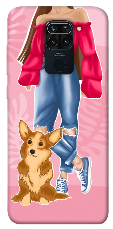 Чехол itsPrint Girl and corgi для Xiaomi Redmi Note 9 / Redmi 10X, lifestyle, купить оптом с доставкой