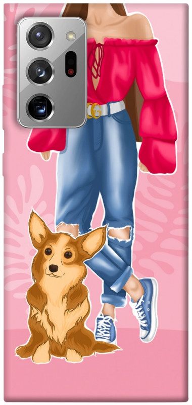 Чехол itsPrint Girl and corgi для Samsung Galaxy Note 20 Ultra, lifestyle, купить оптом с доставкой