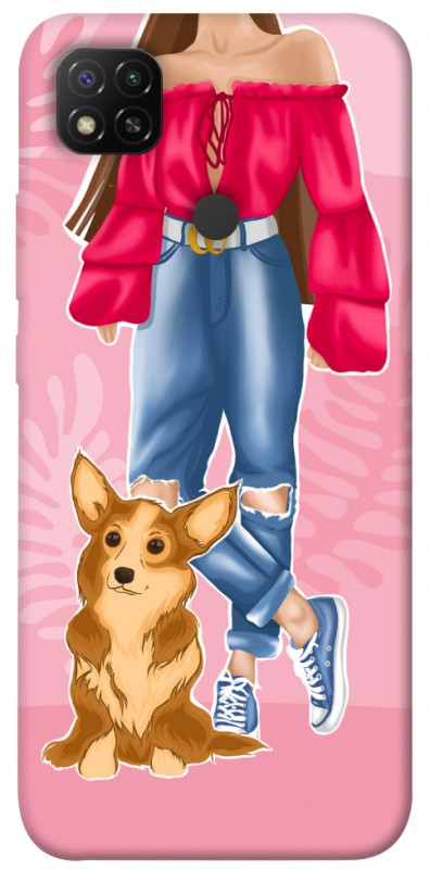 Чехол itsPrint Girl and corgi для Xiaomi Redmi 9C, lifestyle, купить оптом с доставкой