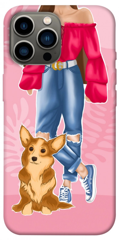 Чехол itsPrint Girl and corgi для Apple iPhone 12 Pro Max (6.7"), lifestyle, купить оптом с доставкой