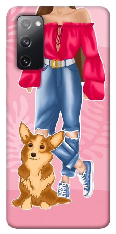 Чохол itsPrint Girl and corgi для Samsung Galaxy S20 FE, тварини, купити оптом з доставкою