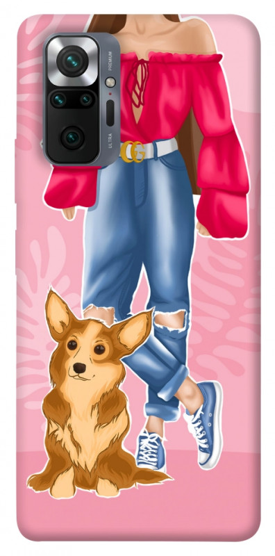 Чехол itsPrint Girl and corgi для Xiaomi Redmi Note 10 Pro, lifestyle, купить оптом с доставкой