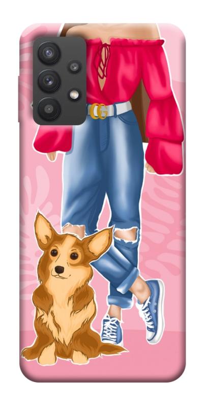Чехол itsPrint Girl and corgi для Samsung Galaxy A32 (A326B) 5G, lifestyle, купить оптом с доставкой