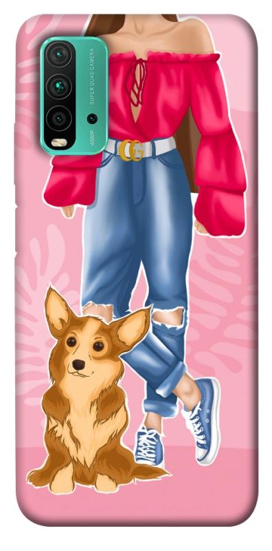 Чохол itsPrint Girl and corgi для Xiaomi Redmi Note 9 4G / Redmi 9 Power / Redmi 9T, тварини, купити оптом з доставкою