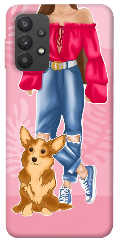 Чехол itsPrint Girl and corgi для Samsung Galaxy A32 (A325F) 4G, lifestyle, купить оптом с доставкой