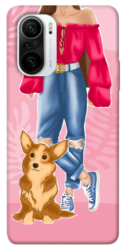 Чехол itsPrint Girl and corgi для Xiaomi Redmi K40 / K40 Pro / K40 Pro+ / Poco F3, lifestyle, купить оптом с доставкой