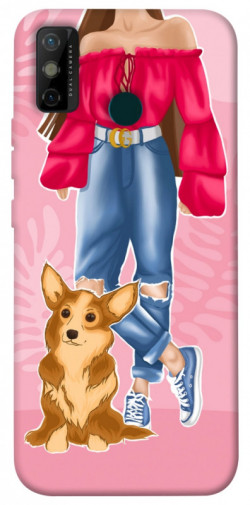 Чохол itsPrint Girl and corgi для TECNO Spark 6 Go