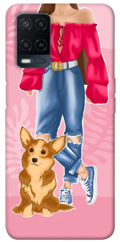 Чехол itsPrint Girl and corgi для Oppo A16s / A16, lifestyle, купить оптом с доставкой