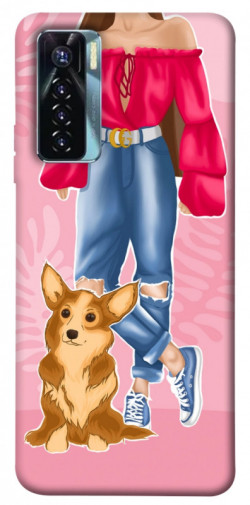 Чехол itsPrint Girl and corgi для TECNO Camon 17 Pro