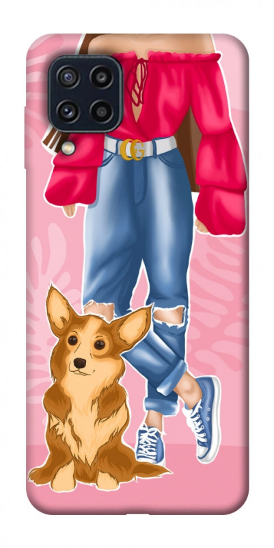 Чехол itsPrint Girl and corgi для Samsung Galaxy M32, lifestyle, купить оптом с доставкой