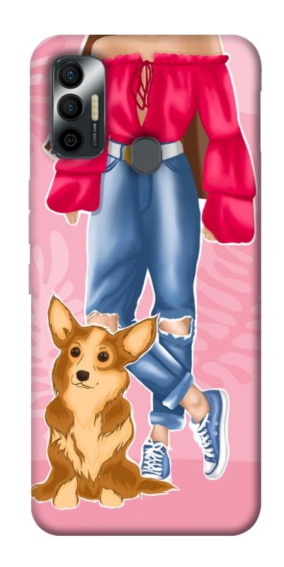 Чохол itsPrint Girl and corgi для TECNO Spark 7, тварини, купити оптом з доставкою
