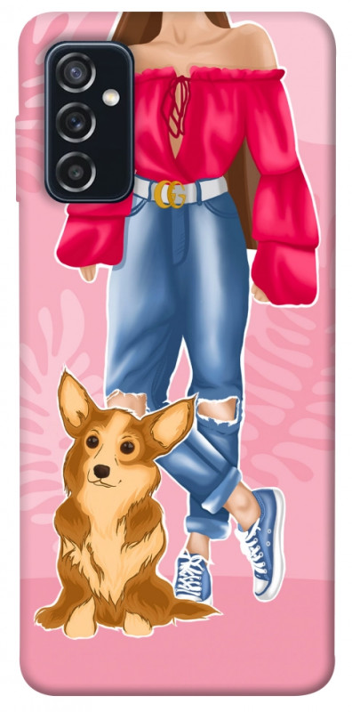 Чехол itsPrint Girl and corgi для Samsung Galaxy M52, lifestyle, купить оптом с доставкой
