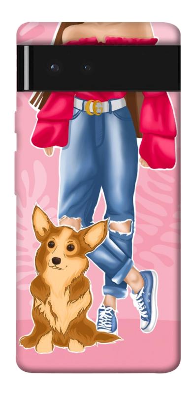Чохол itsPrint Girl and corgi для Google Pixel 6, тварини, купити оптом з доставкою