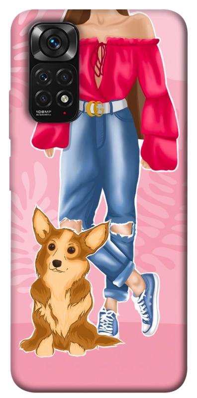 Чохол itsPrint Girl and corgi для Xiaomi Redmi Note 11 (Global) / Note 11S, тварини, купити оптом з доставкою