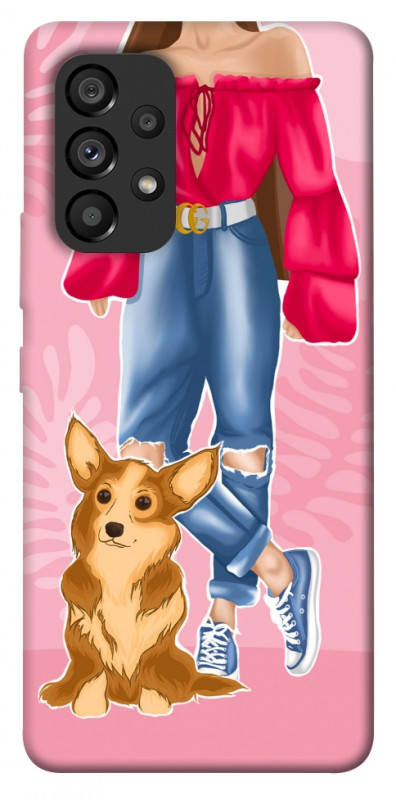 Чехол itsPrint Girl and corgi для Samsung Galaxy A53 5G, lifestyle, купить оптом с доставкой