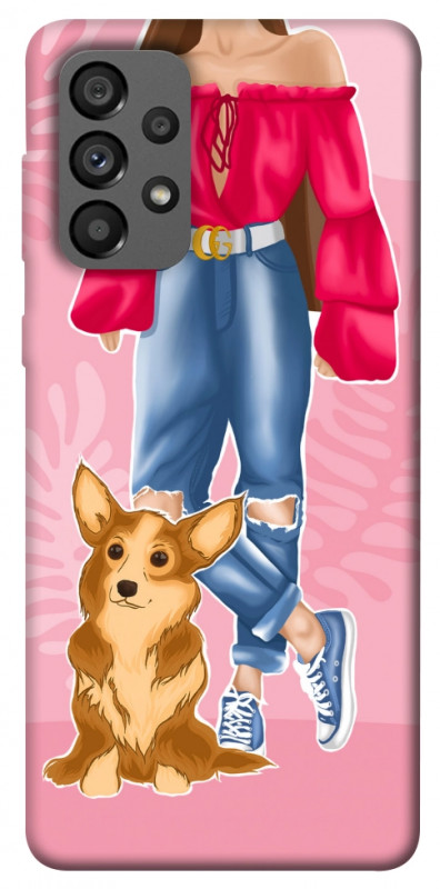 Чехол itsPrint Girl and corgi для Samsung Galaxy A73 5G, lifestyle, купить оптом с доставкой