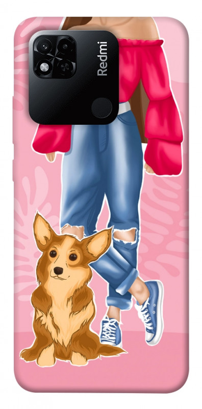 Чехол itsPrint Girl and corgi для Xiaomi Redmi 10A, lifestyle, купить оптом с доставкой