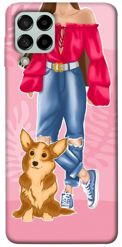 Чехол itsPrint Girl and corgi для Samsung Galaxy M53 5G, lifestyle, купить оптом с доставкой
